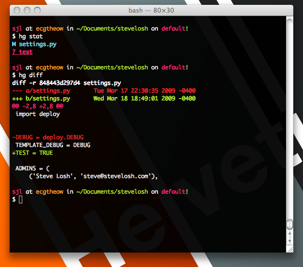 Screenshot of my Terminal, with colors.