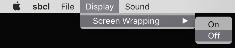 Screenshot of the display menu